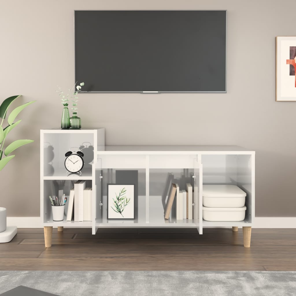 TV ormarić sjajni bijeli 100 x 35 x 55 cm od konstruiranog drva