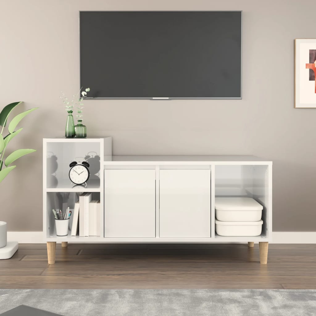 TV ormarić sjajni bijeli 100 x 35 x 55 cm od konstruiranog drva