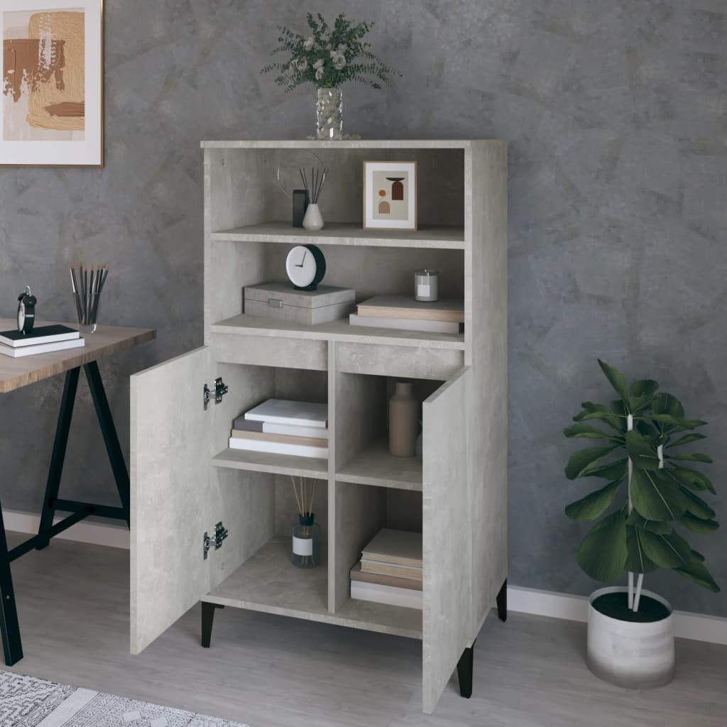 Visoka komoda siva betona 60x36x110 cm od konstruiranog drva
