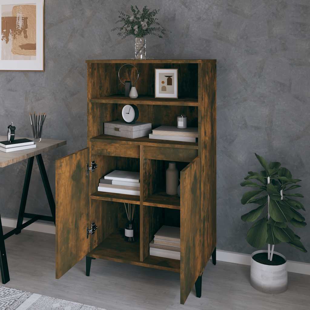 Visoka komoda dimljenog hrasta 60x36x110 cm konstruiranog drva
