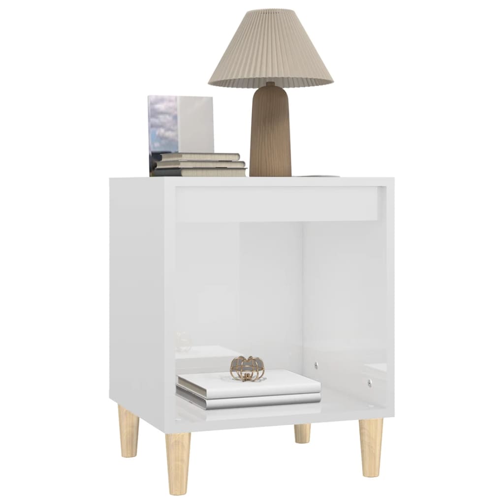 Noćni ormarić sjajni bijeli 40x35x50 cm od konstruiranog drva