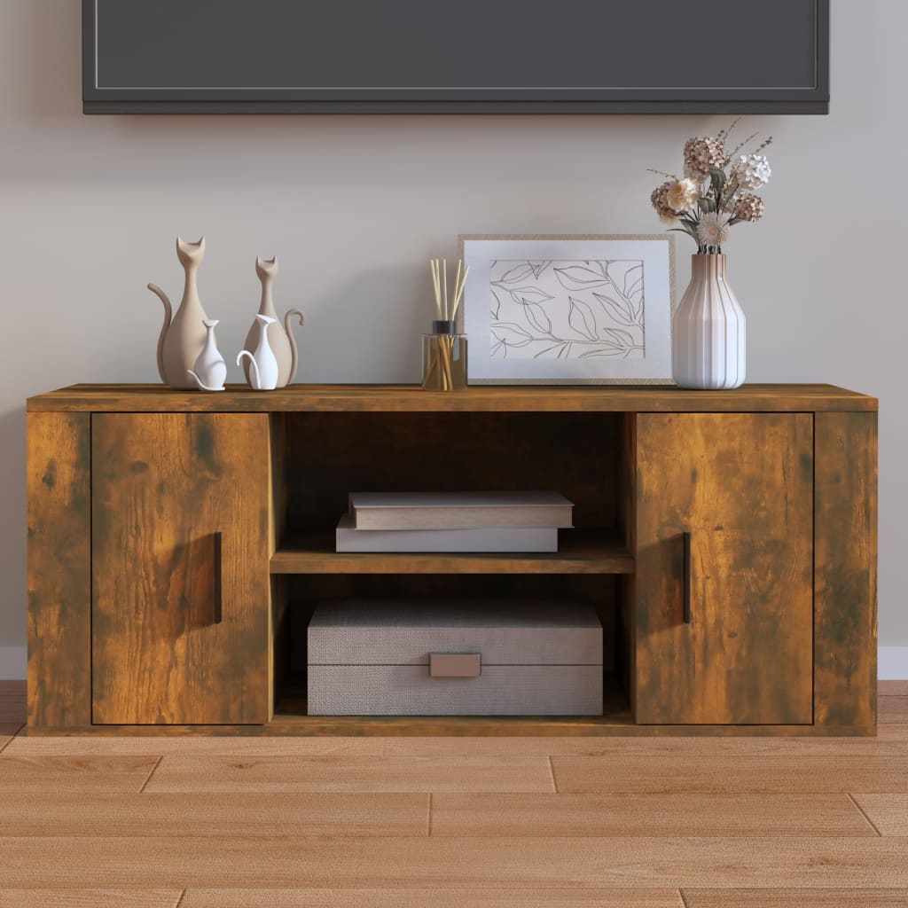 TV ormarić boja dimljenog hrasta 100x35x40 cm konstruirano drvo