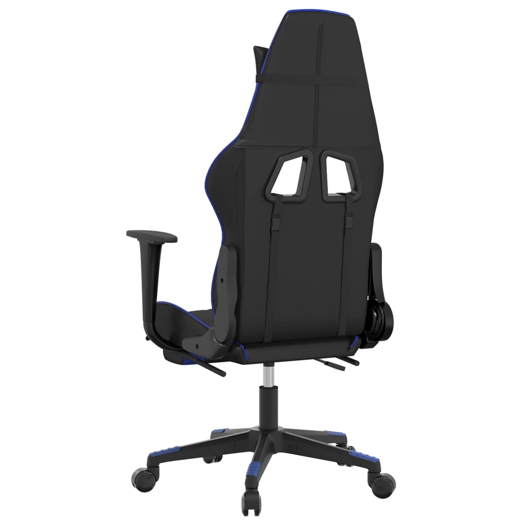 Igraća stolica od umjetne kože s osloncem za noge crno-plava