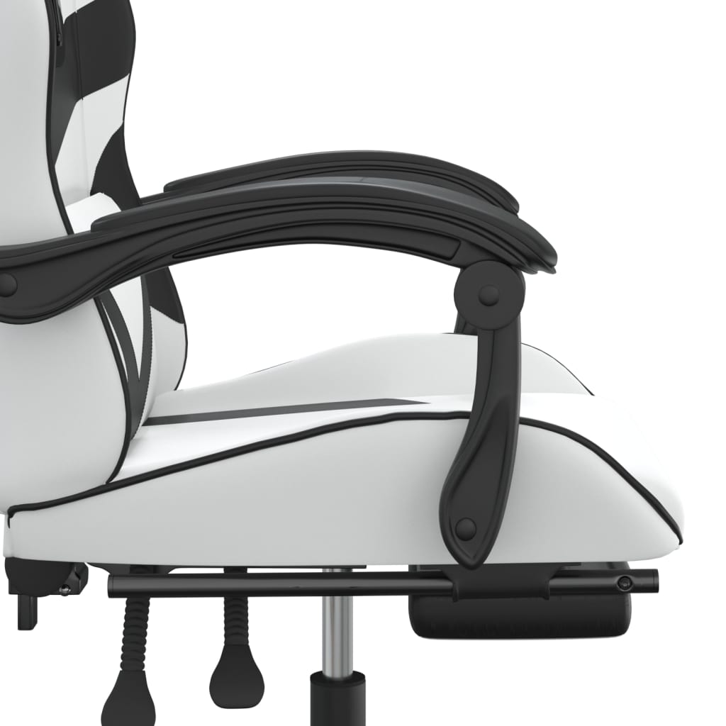 Igraća stolica od umjetne kože s osloncem za noge Bijela i crna