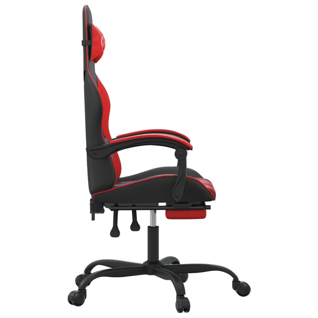 Igraća stolica od umjetne kože s osloncem za noge Crna i crvena