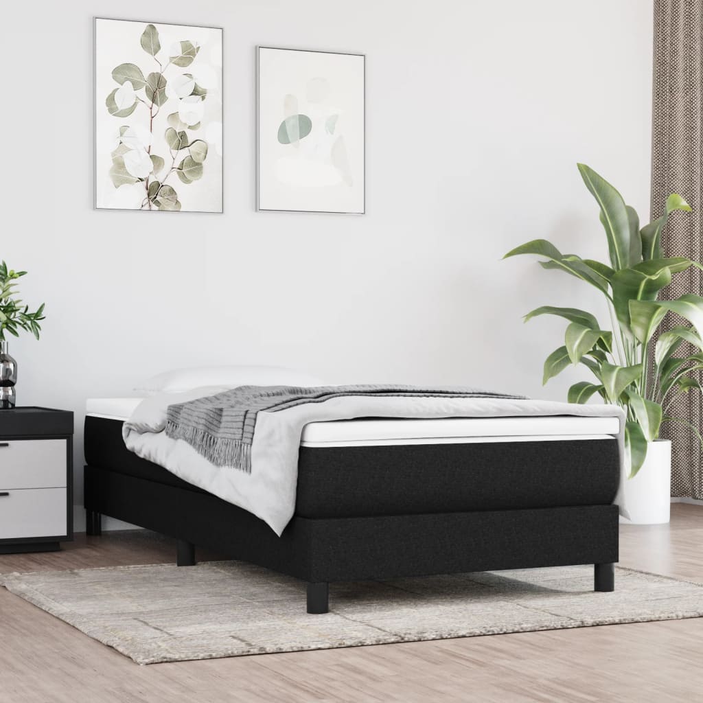 Okvir za krevet s oprugom crni 90x190cm od tkanine