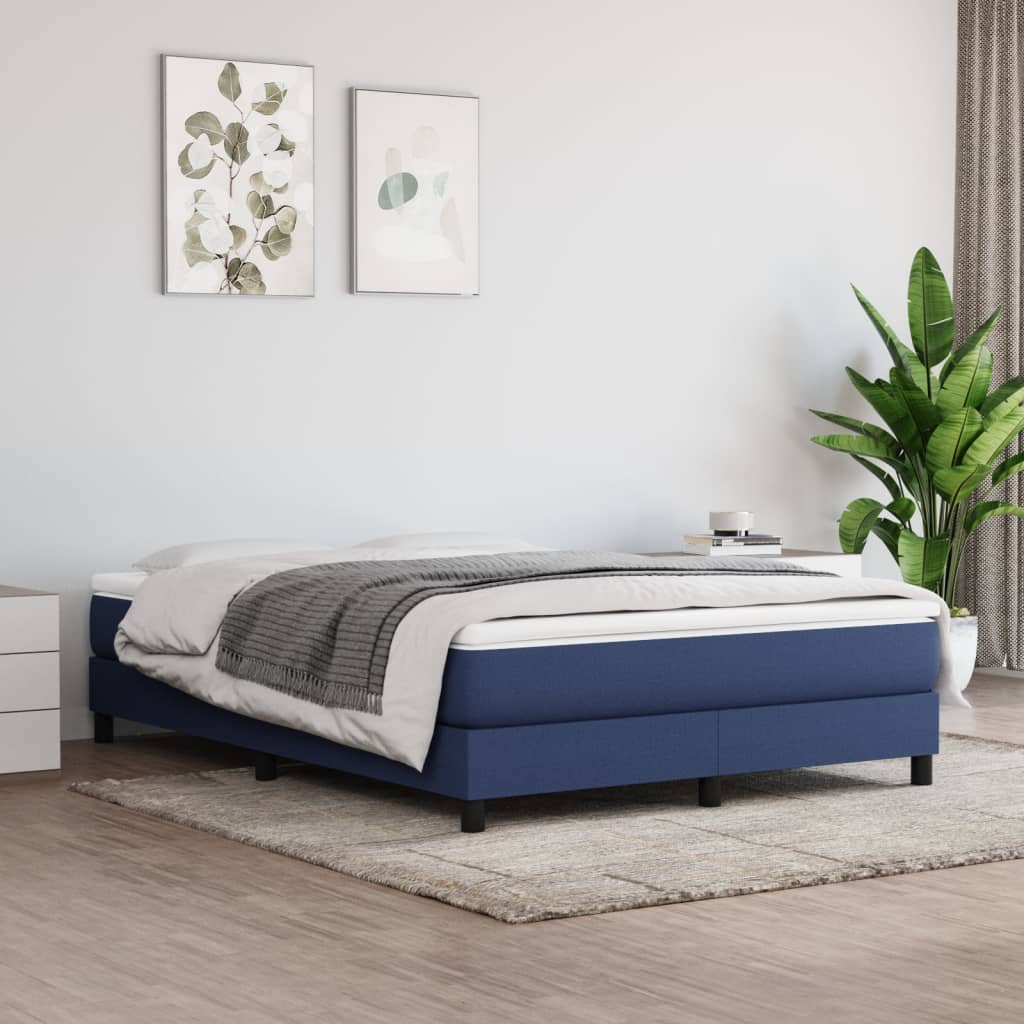 Okvir za krevet s oprugom plavi 140 x 190 cm od tkanine