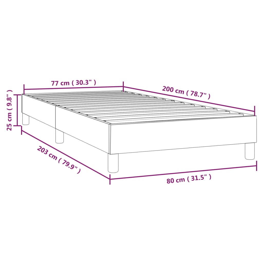 Okvir za krevet s oprugom tamnosmeđi 80x200 cm od tkanine