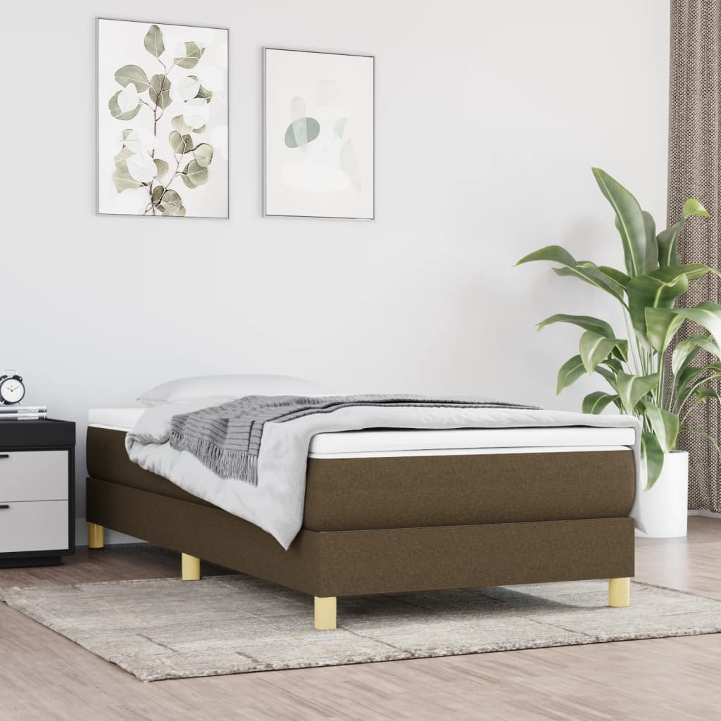 Okvir za krevet s oprugom tamnosmeđi 80x200 cm od tkanine