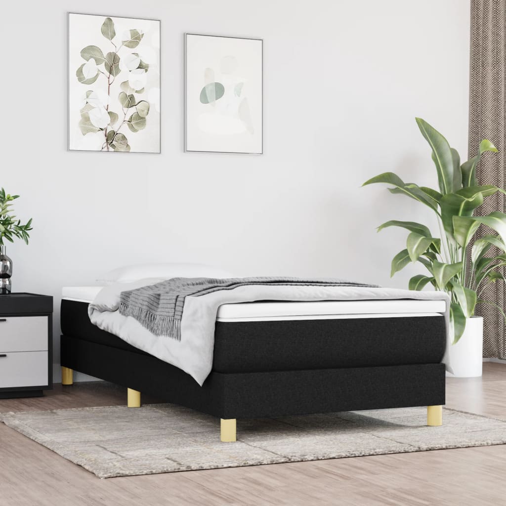 Okvir za krevet s oprugom crni 90x190cm od tkanine