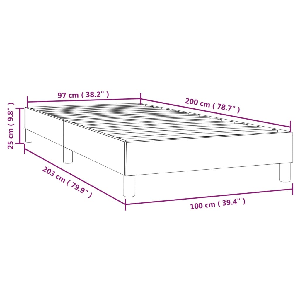 Okvir za krevet s oprugom smeđesivi 100 x 200 cm od tkanine