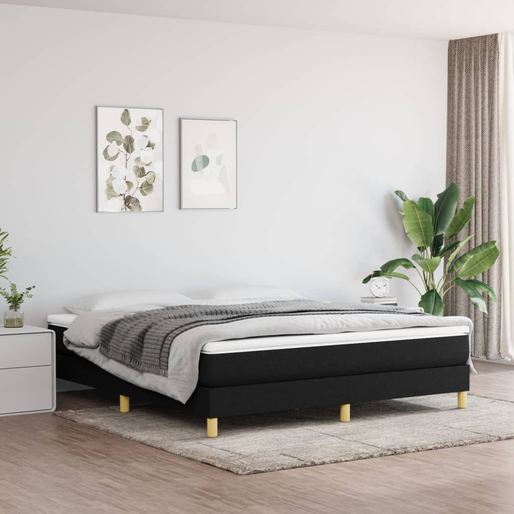Okvir za krevet s oprugom crni 180x200 cm od tkanine