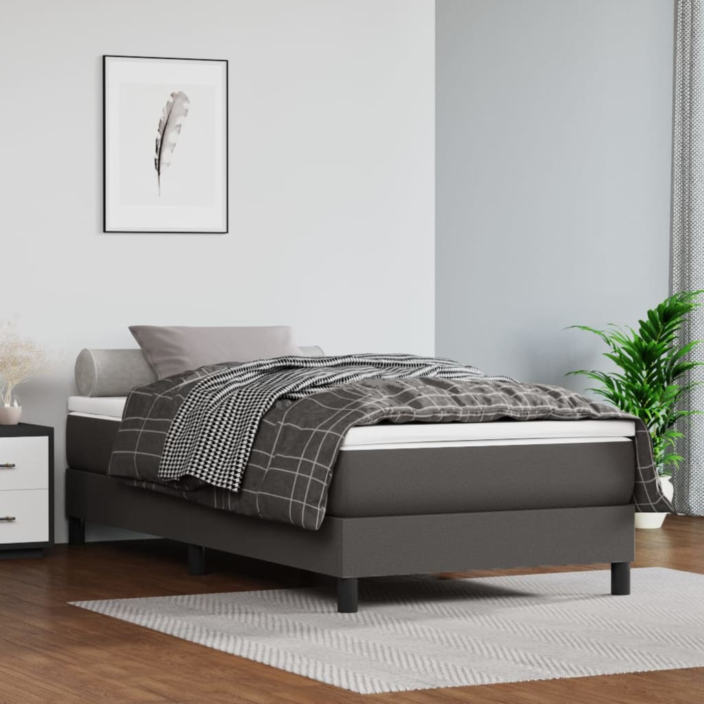 Okvir za krevet s oprugom sivi 90x200 cm od umjetne kože