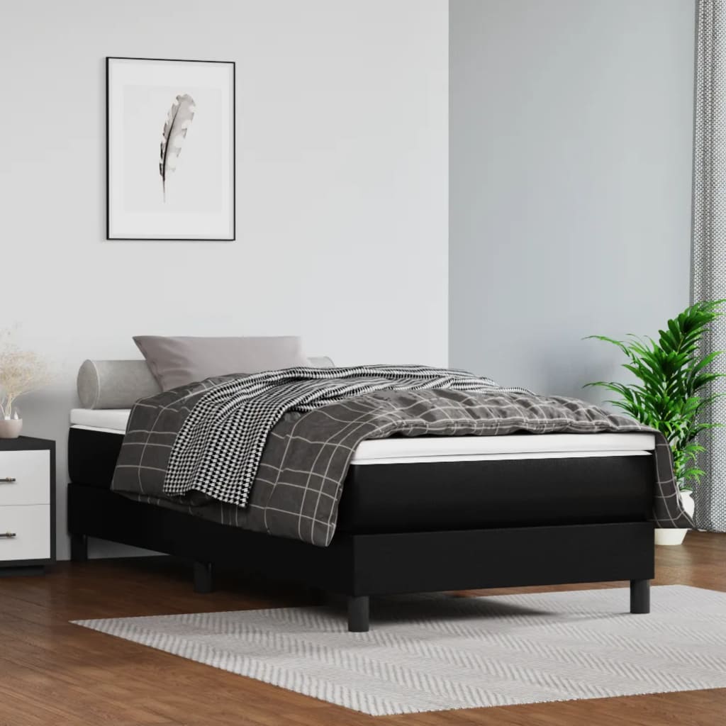Okvir za krevet s oprugom crni 100x200 cm od umjetne kože