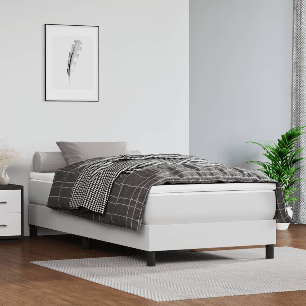 Okvir za krevet s oprugom bijela 100x200 cm od umjetne kože