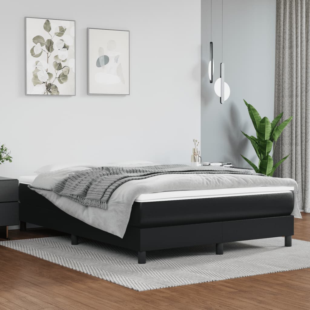 Okvir za krevet s oprugom crni 140x190 cm od umjetne kože