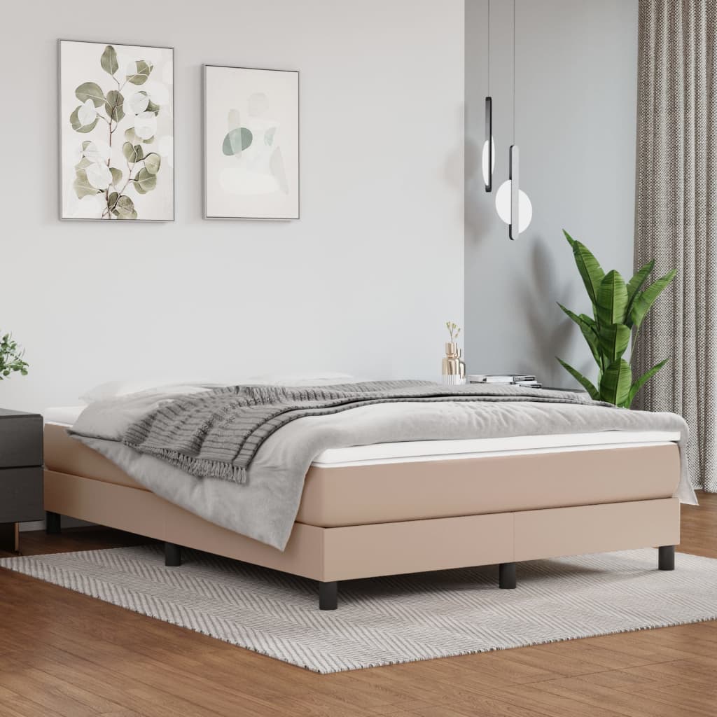 Okvir za krevet s oprugom boja cappuccina 140x190 cm od umjetne kože