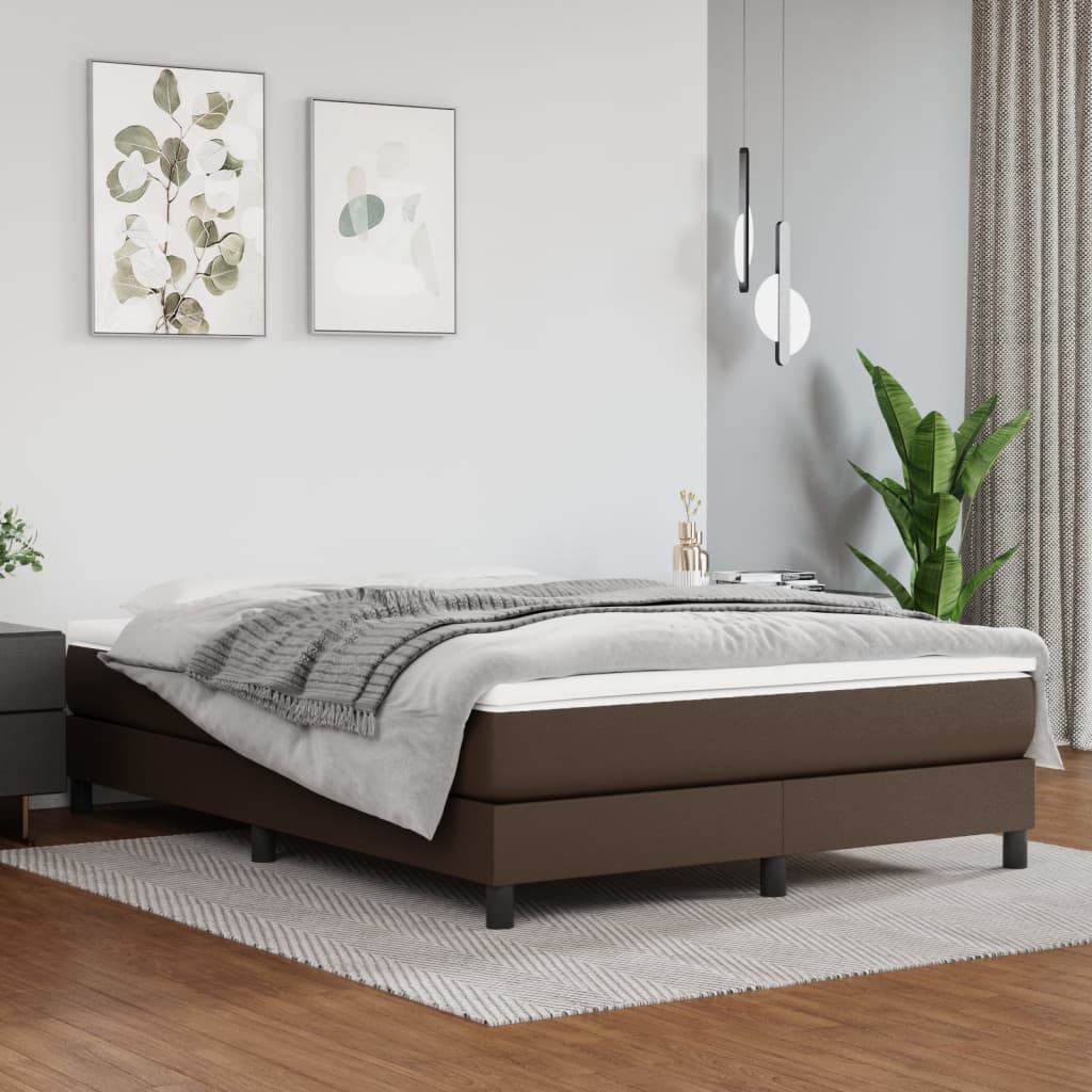 Okvir za krevet s oprugom smeđi 140x200 cm od umjetne kože