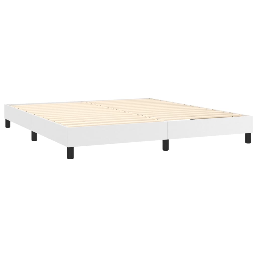 Okvir za krevet s oprugom bijela 160x200 cm od umjetne kože