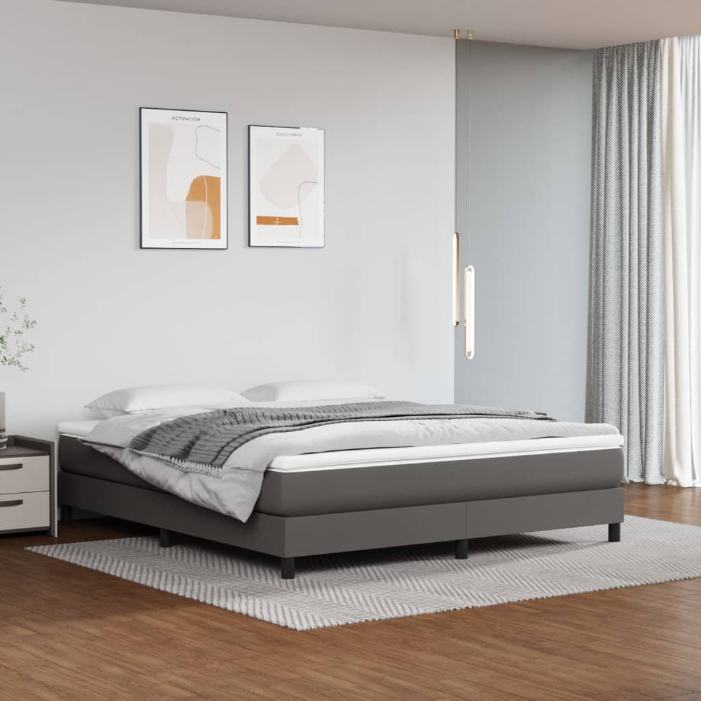 Okvir za krevet s oprugom sivi 160x200 cm od umjetne kože
