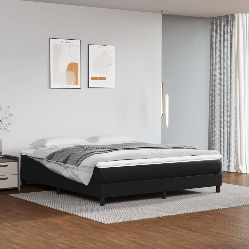 Okvir za krevet s oprugom crni 180x200 cm od umjetne kože