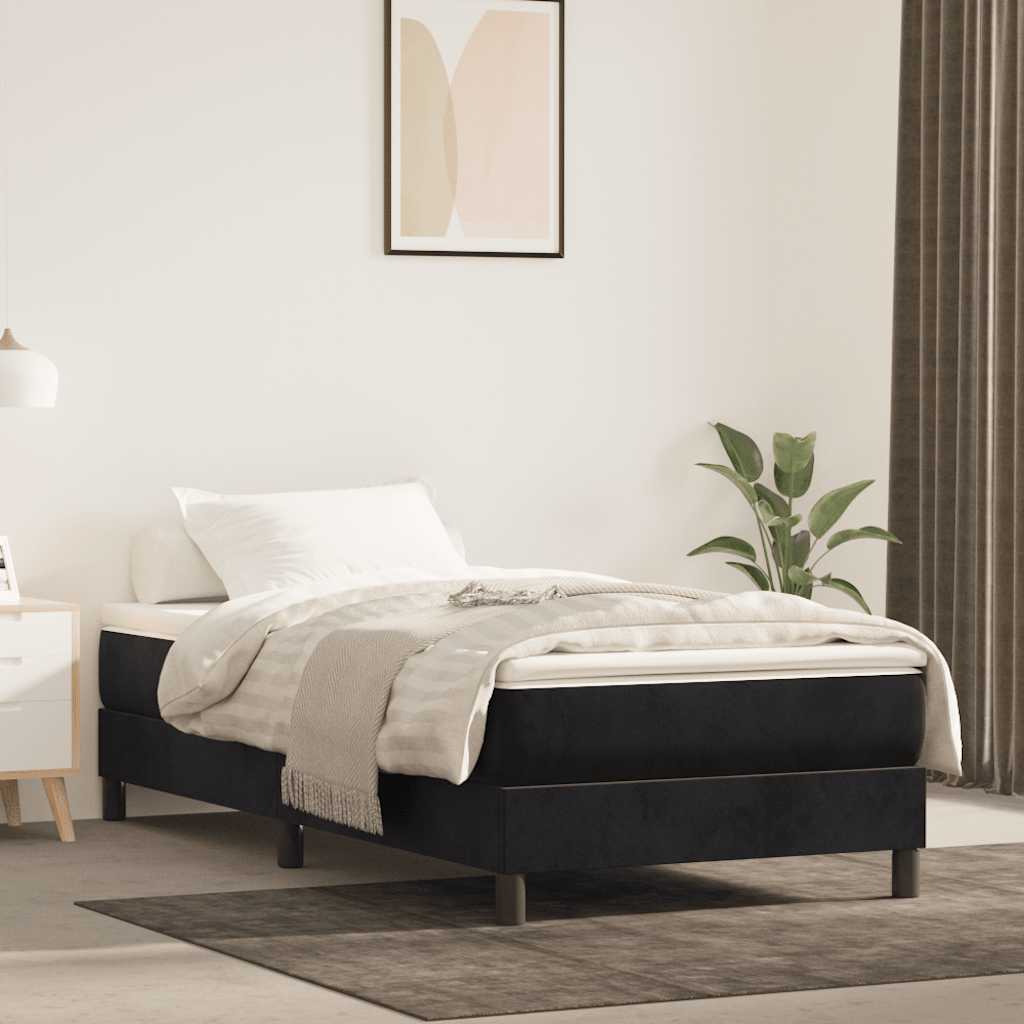 Okvir za krevet s oprugom crni 80 x 200 cm baršunasti