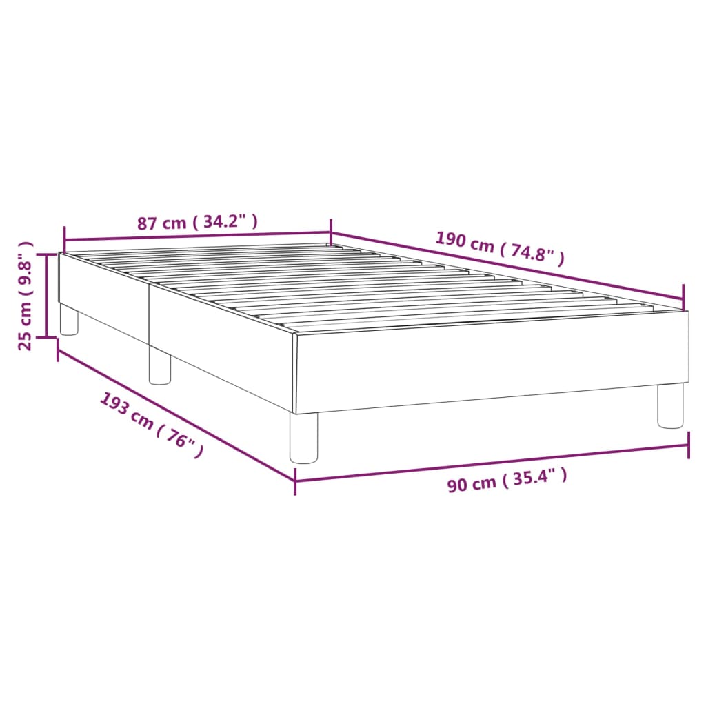 Okvir za krevet s oprugom crni 90x190 cm baršunasti