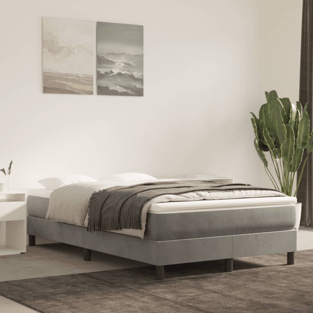 Okvir za krevet s oprugom svjetlosivi 120 x 200 cm baršunasti