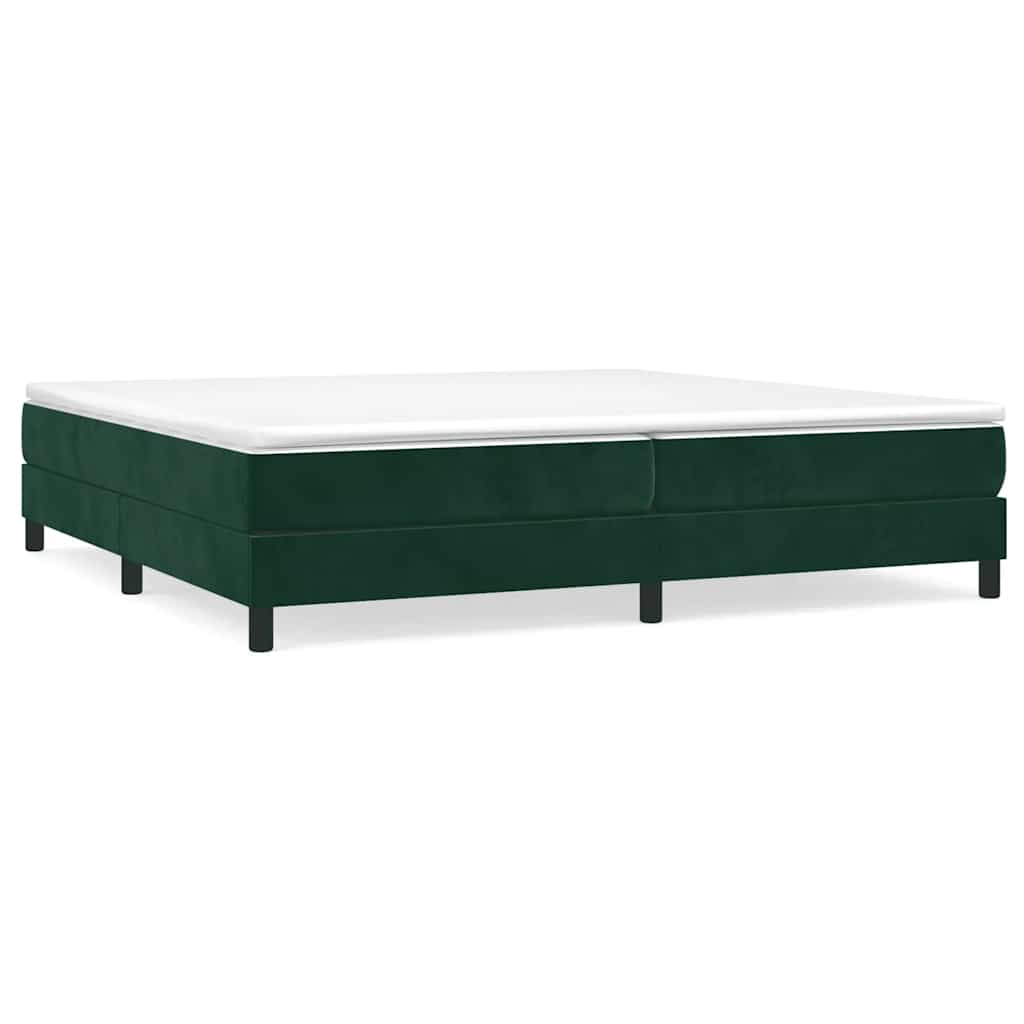 Okvir za krevet s oprugom tamnozeleni 200x200 cm baršunasti