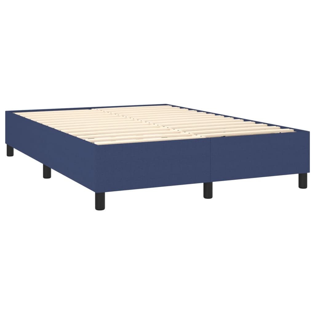 Okvir za krevet s oprugom plavi 140 x 190 cm od tkanine