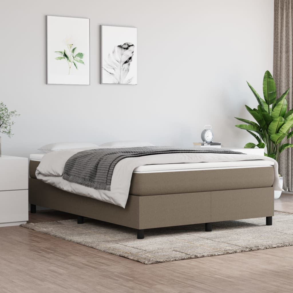 Okvir za krevet s oprugom smeđesivi 140x200 cm od tkanine