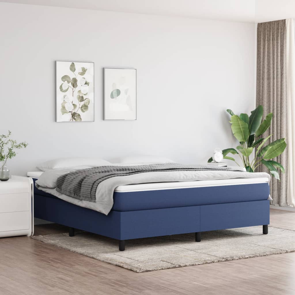 Okvir za krevet s oprugom plavi 160x200 cm od tkanine