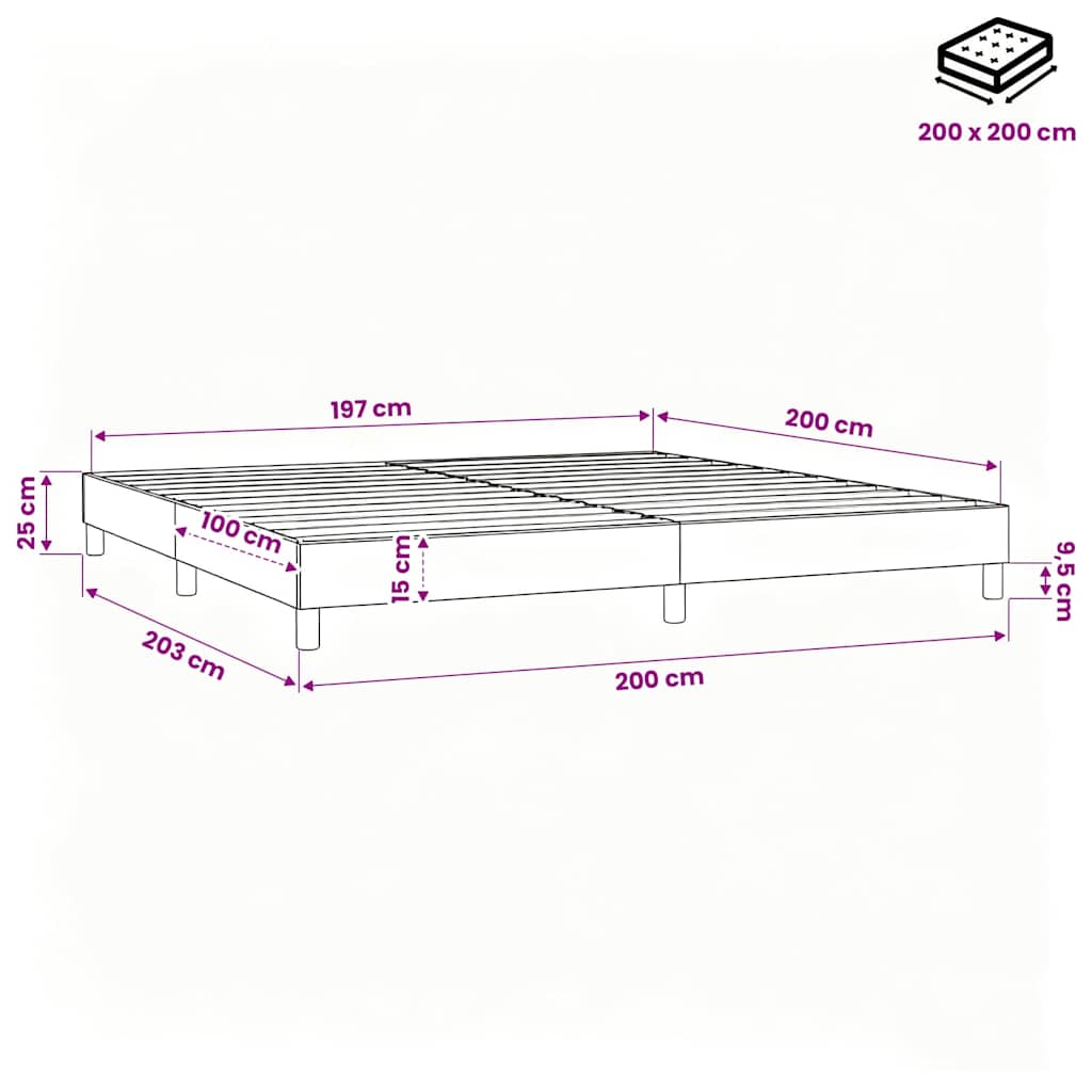 Okvir za krevet s oprugom zeleni 200x200 cm od tkanine