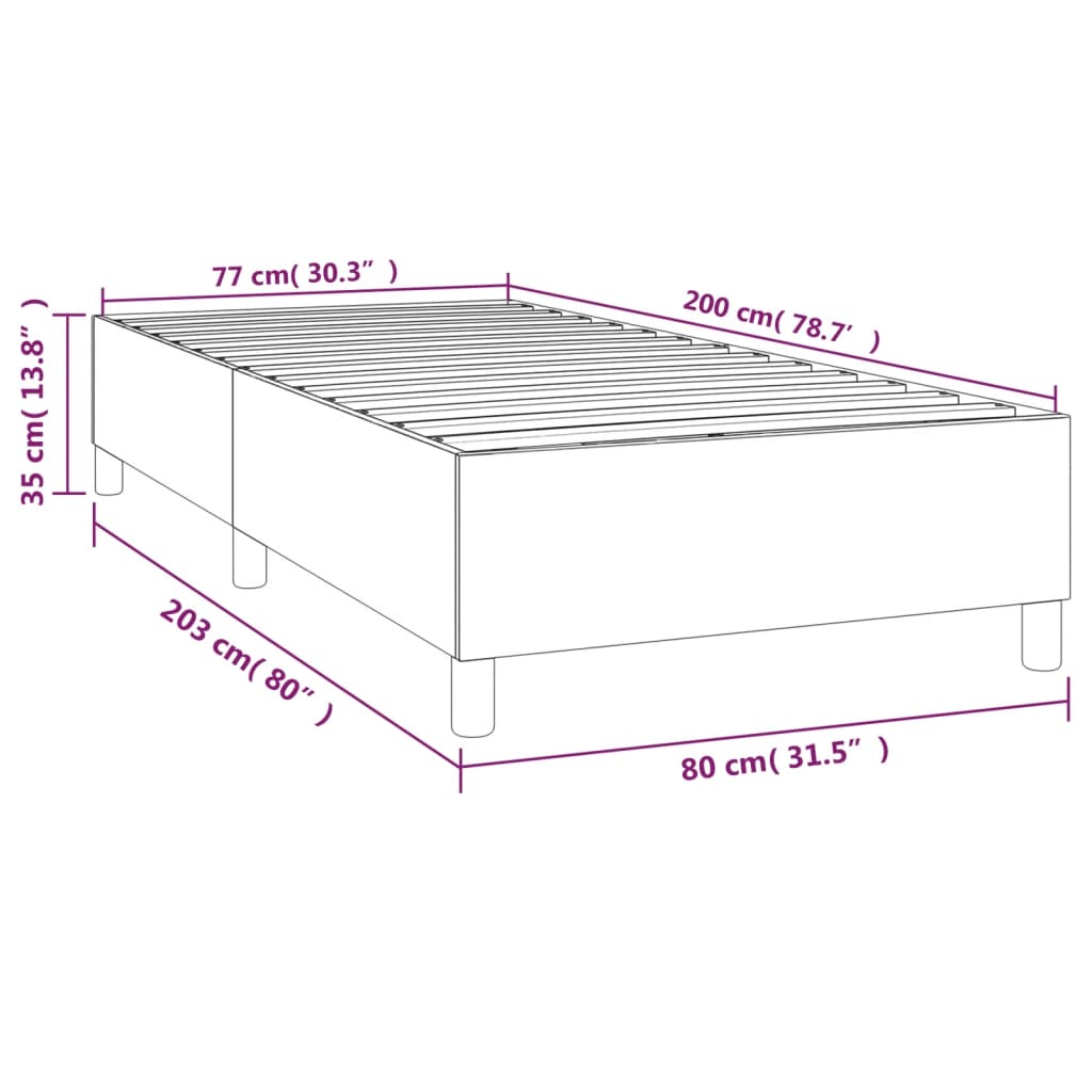 Okvir za krevet s oprugom smeđesivi 80x200cm od tkanine