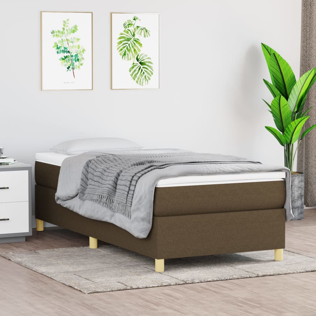 Okvir za krevet s oprugom tamnosmeđi 90 x 190 cm od tkanine