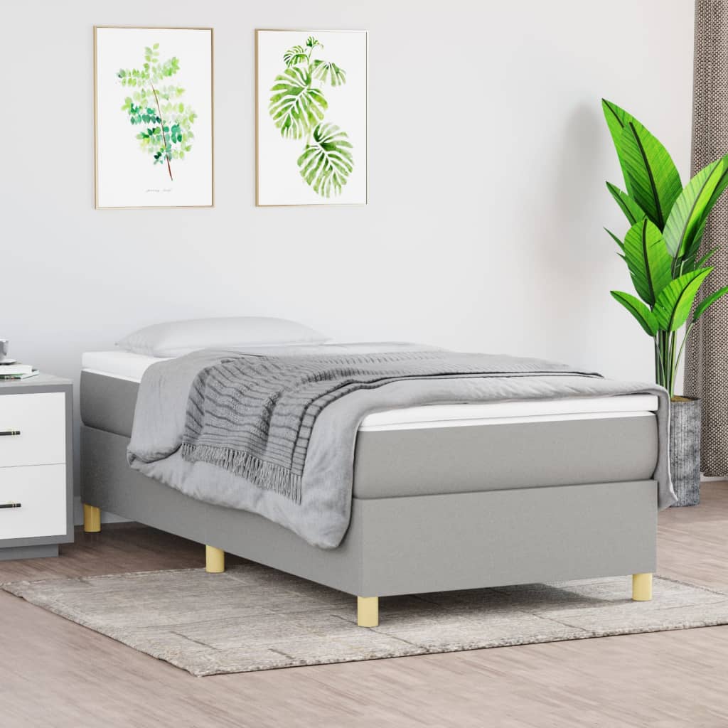 Okvir za krevet s oprugom svjetlosivi 100x200 cm od tkanine