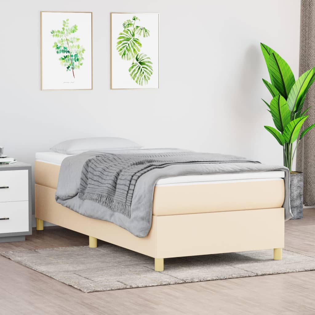 Okvir za krevet s oprugom krem 100 x 200 cm od tkanine