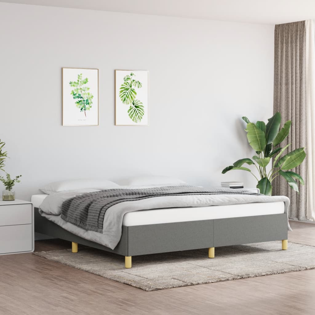 Okvir za krevet s oprugom tamnosivi 160x200 cm od tkanine