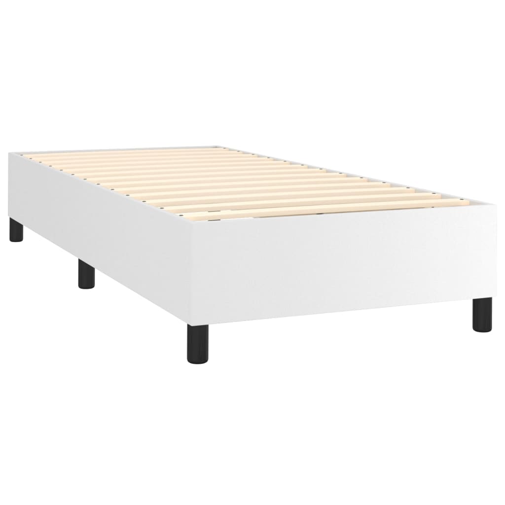 Okvir za krevet s oprugom bijela 100x200 cm od umjetne kože
