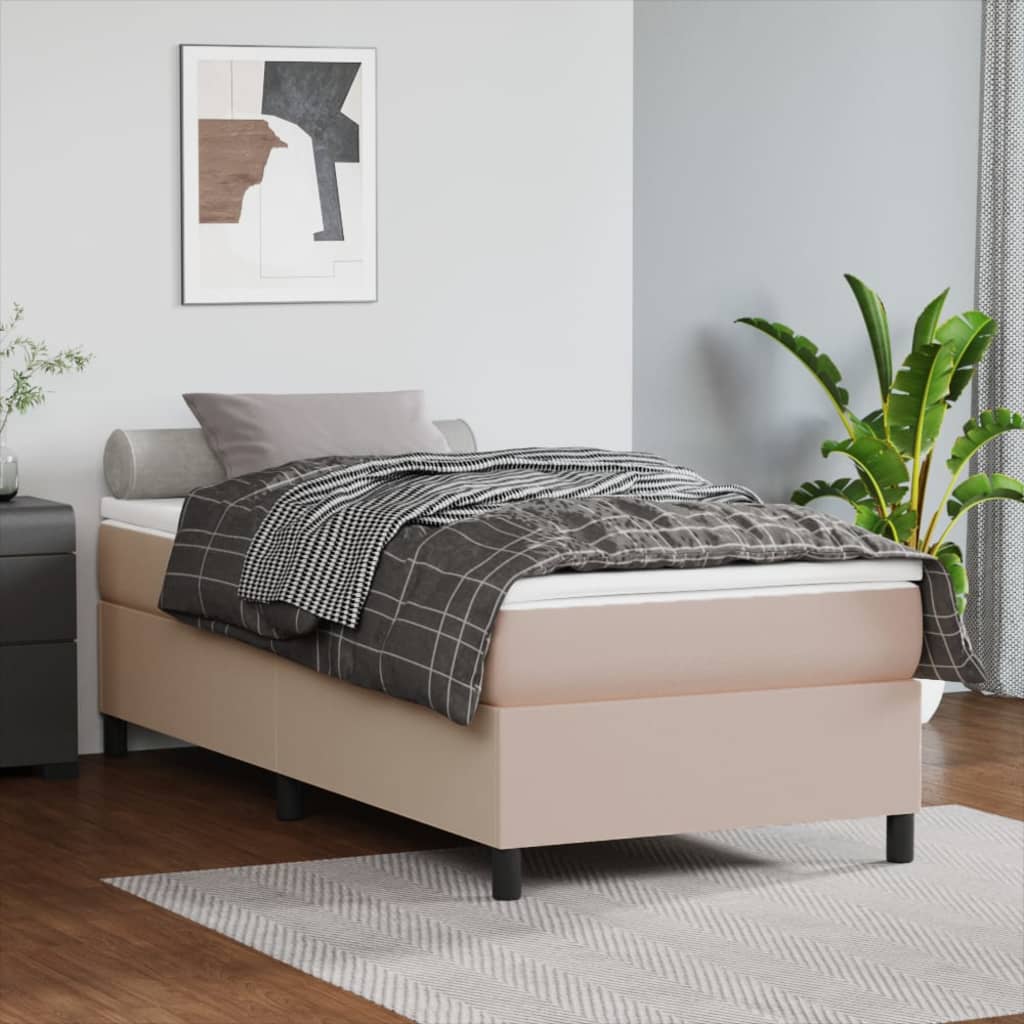 Okvir za krevet s oprugom boja cappuccina 100x200 cm umjetna koža