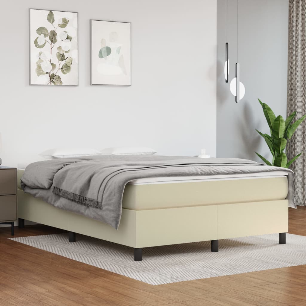 Okvir za krevet s oprugom krem 140x200 cm od umjetne kože