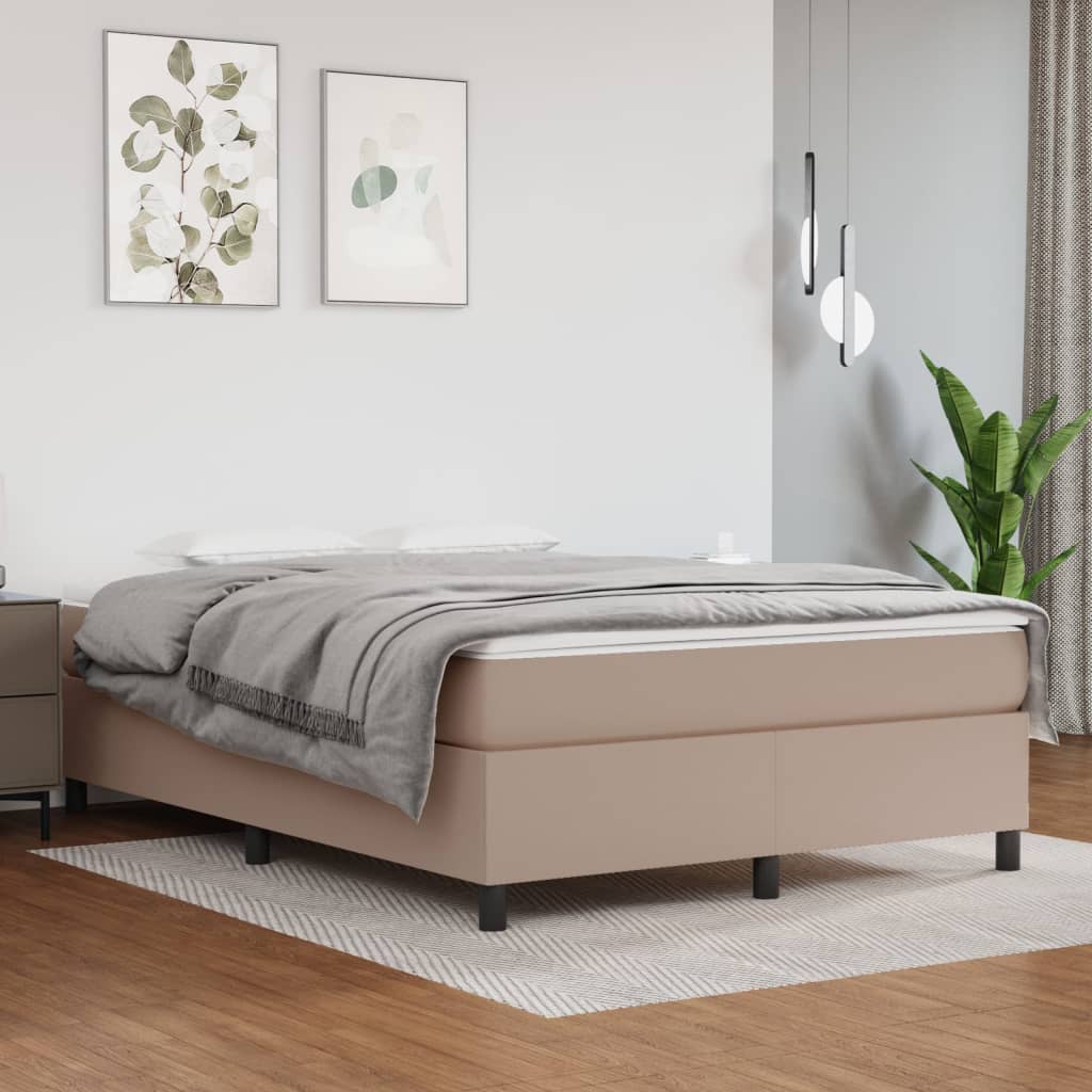 Okvir za krevet s oprugom boja cappuccina 140x200 cm od umjetne kože