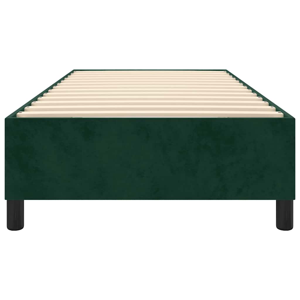 Okvir za krevet s oprugom tamnozeleni 90x200 cm baršunasti