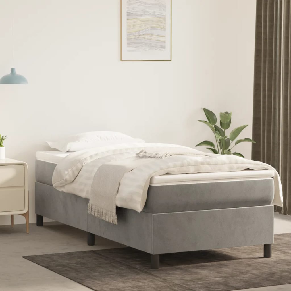Okvir za krevet s oprugom svjetlosivi 100x200 cm baršunasti