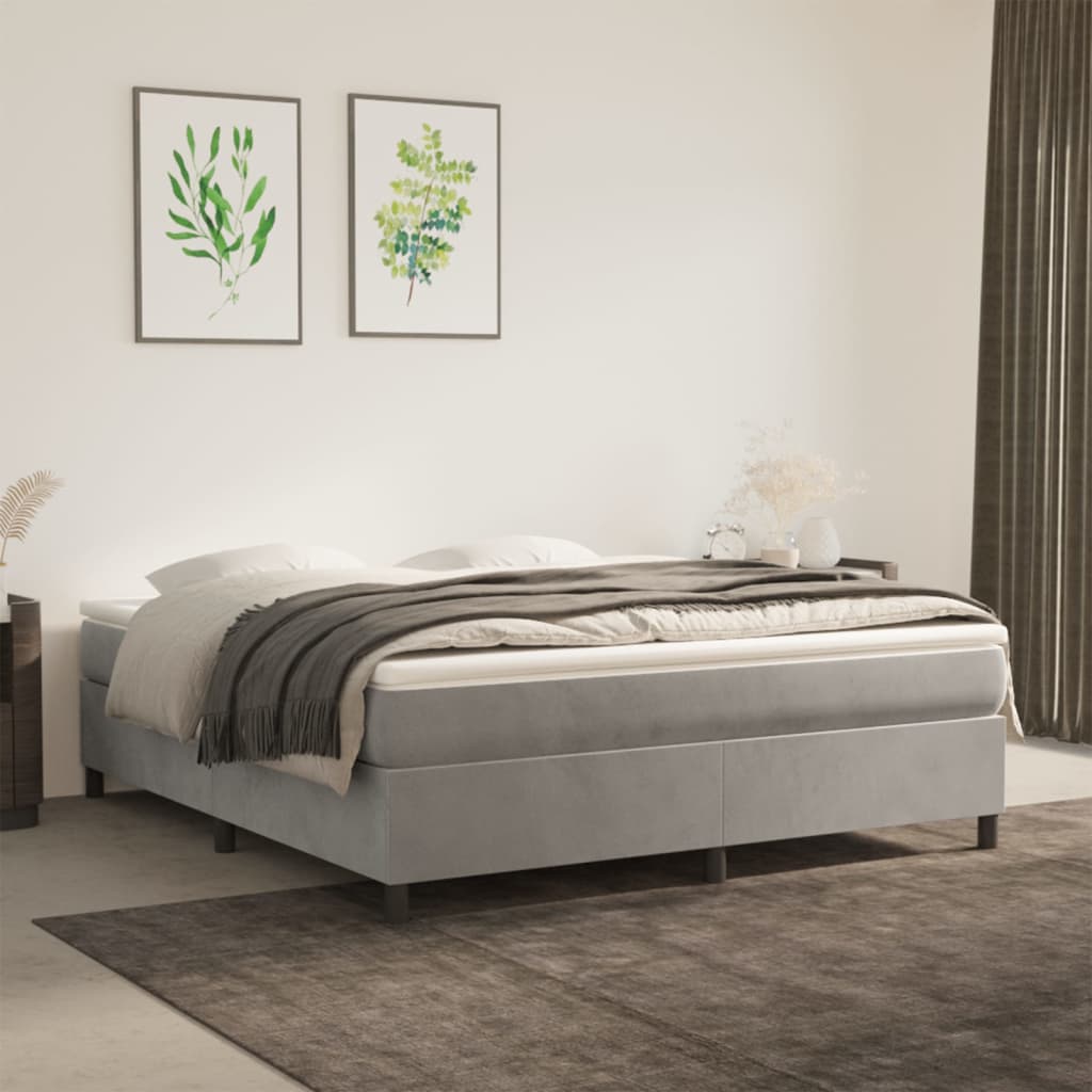 Okvir za krevet s oprugom svjetlosivi 160 x 200 cm baršunasti