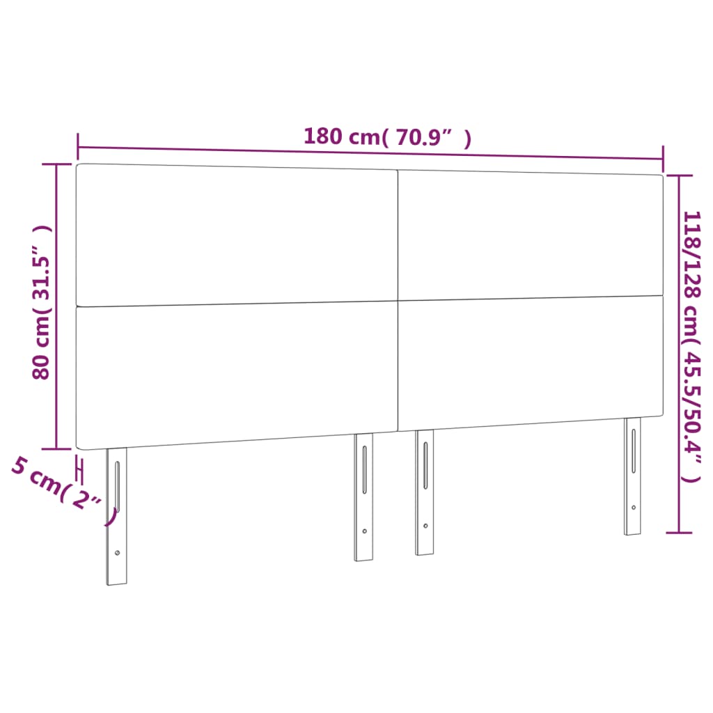 Uzglavlje Crno 180x5x118/128 cm Tkanina