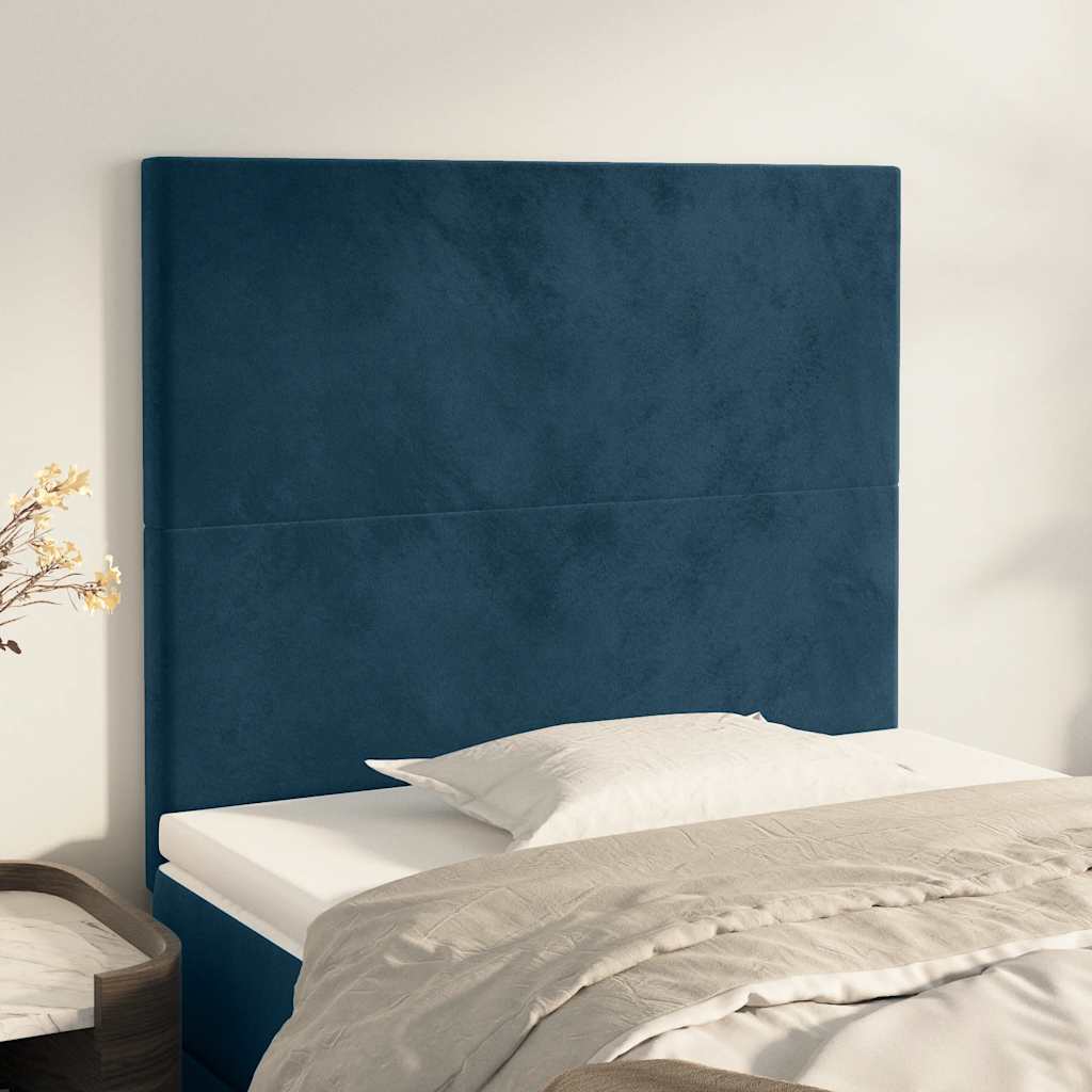 Uzglavlje tamnoplavo 100x5x118/128 cm baršunasto