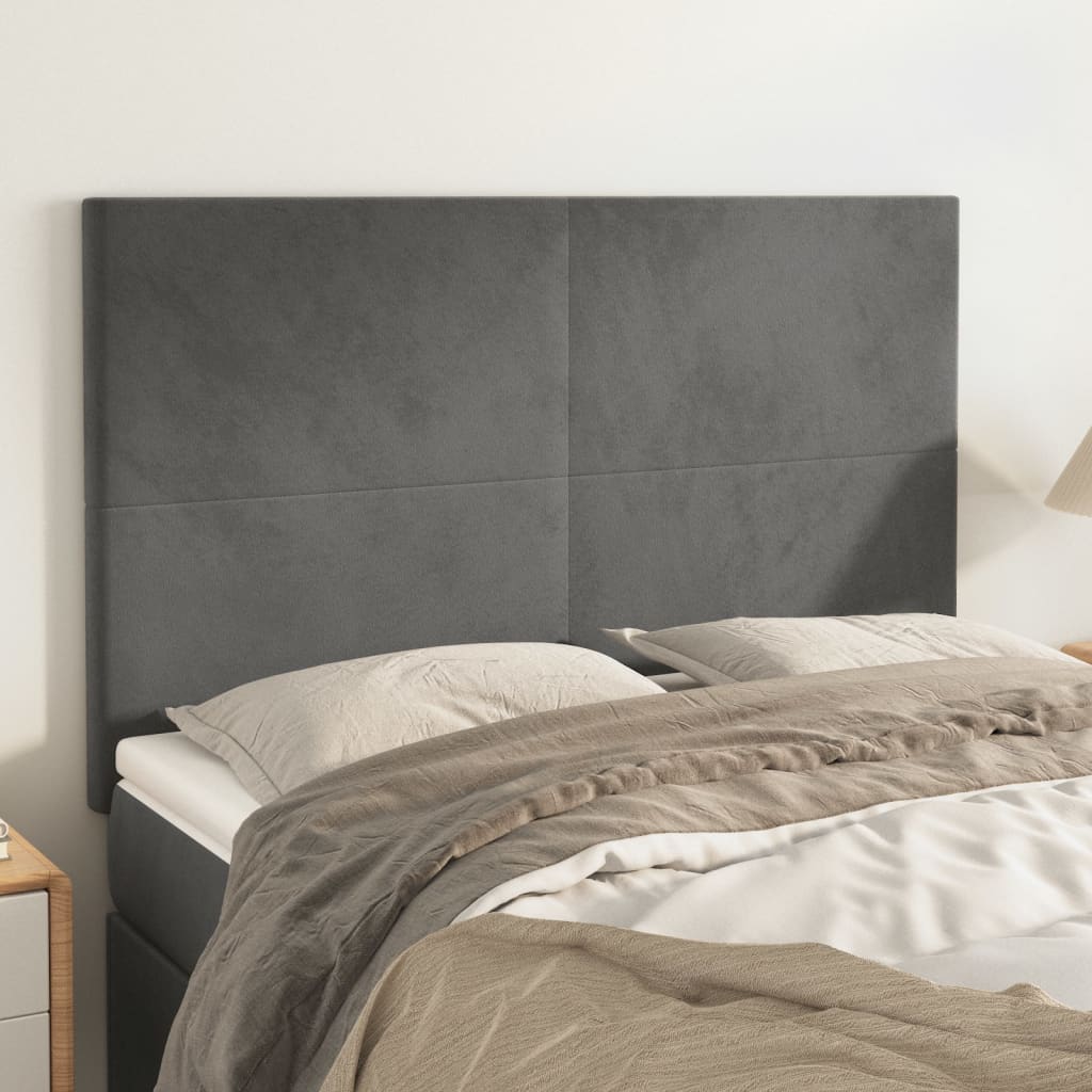 Uzglavlje tamno sivo 144x5x118/128 cm baršunasto