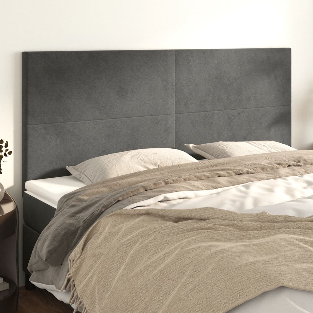 Uzglavlje tamno sivo 180x5x118/128 cm baršunasto