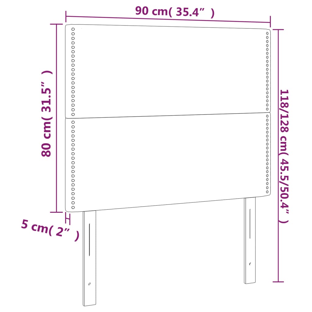 Uzglavlje Crno 90x5x118/128 cm Baršunasto